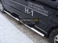 Пороги овальные с накладкой 120?60 мм Hyundai H-1 2010